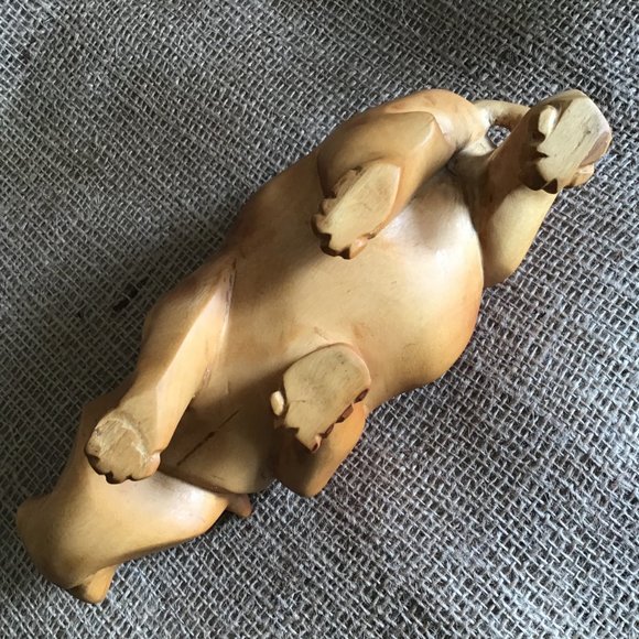 Hippo Hand-Carved Natural Wood Unique Statue - Picture 11 of 13